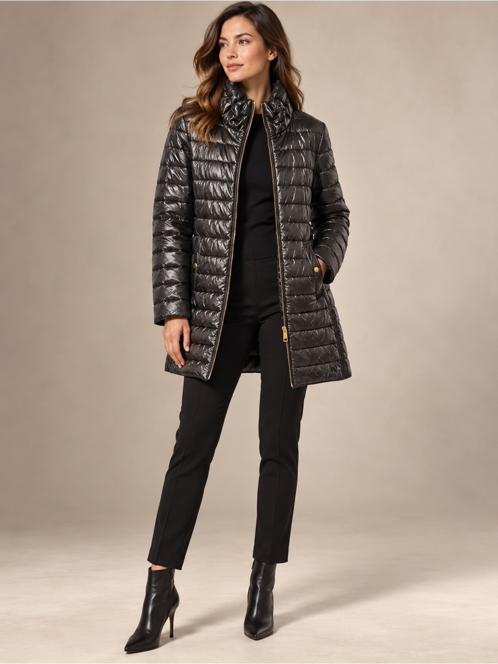 Burberry Black Quilted Mid-Length Puffer Coat